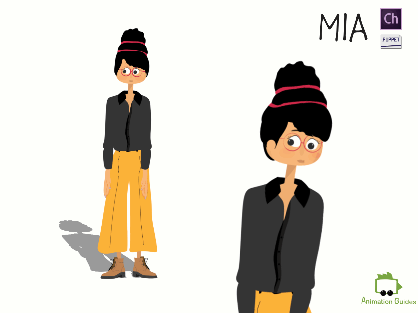 a fifth look at Mia .puppet ai animation character character animation character animator character design customizable download female female character flat girl illustration puppet vector woman