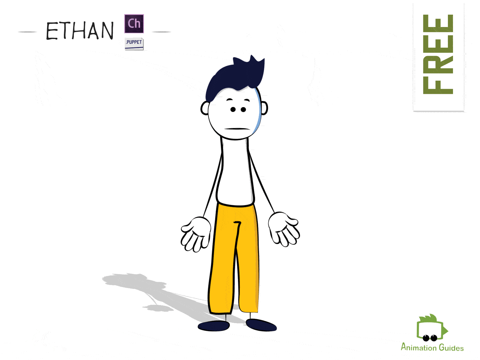 Ethan - Free Puppet for Adobe Character Animator animation cartoon character character animation character animator character design download flat free freebie illustration piece puppet puppets stick figure vector