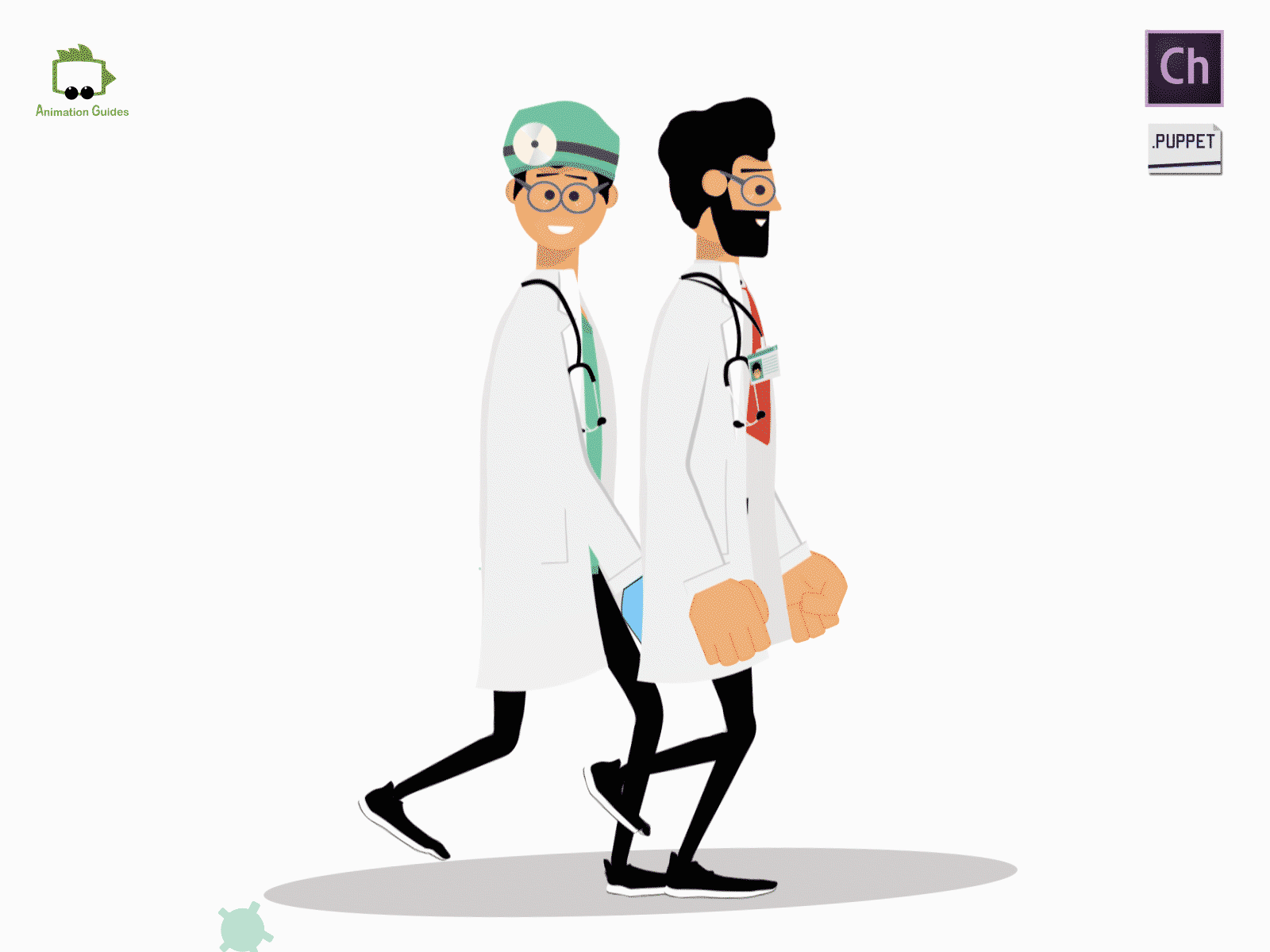 Doctors Walk ai animation character character animation character animator character design doctor doctors download flat healthcare hospital illustration medical medicine motion capture puppet puppets vector walk