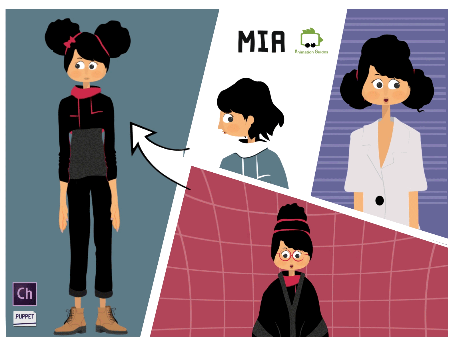 Mia Chronicles... animated animation character character animation character animator character art character design character desing comics customizable female female character flat girl illustration motion capture puppet puppets vector woman