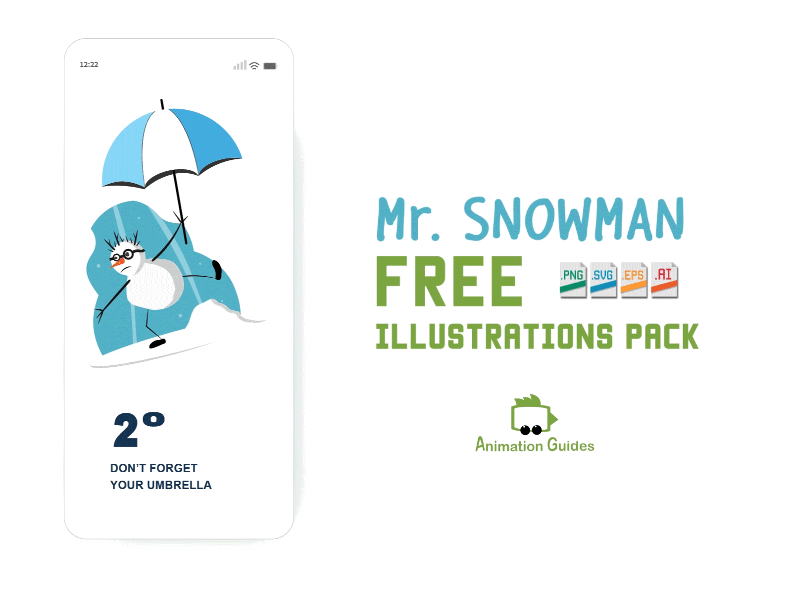 Process Demo - [Free Illustration Pack] download flat free freebie holidays illustration mobile mobile ui pack snowman ui uiux umbrella vector web winter