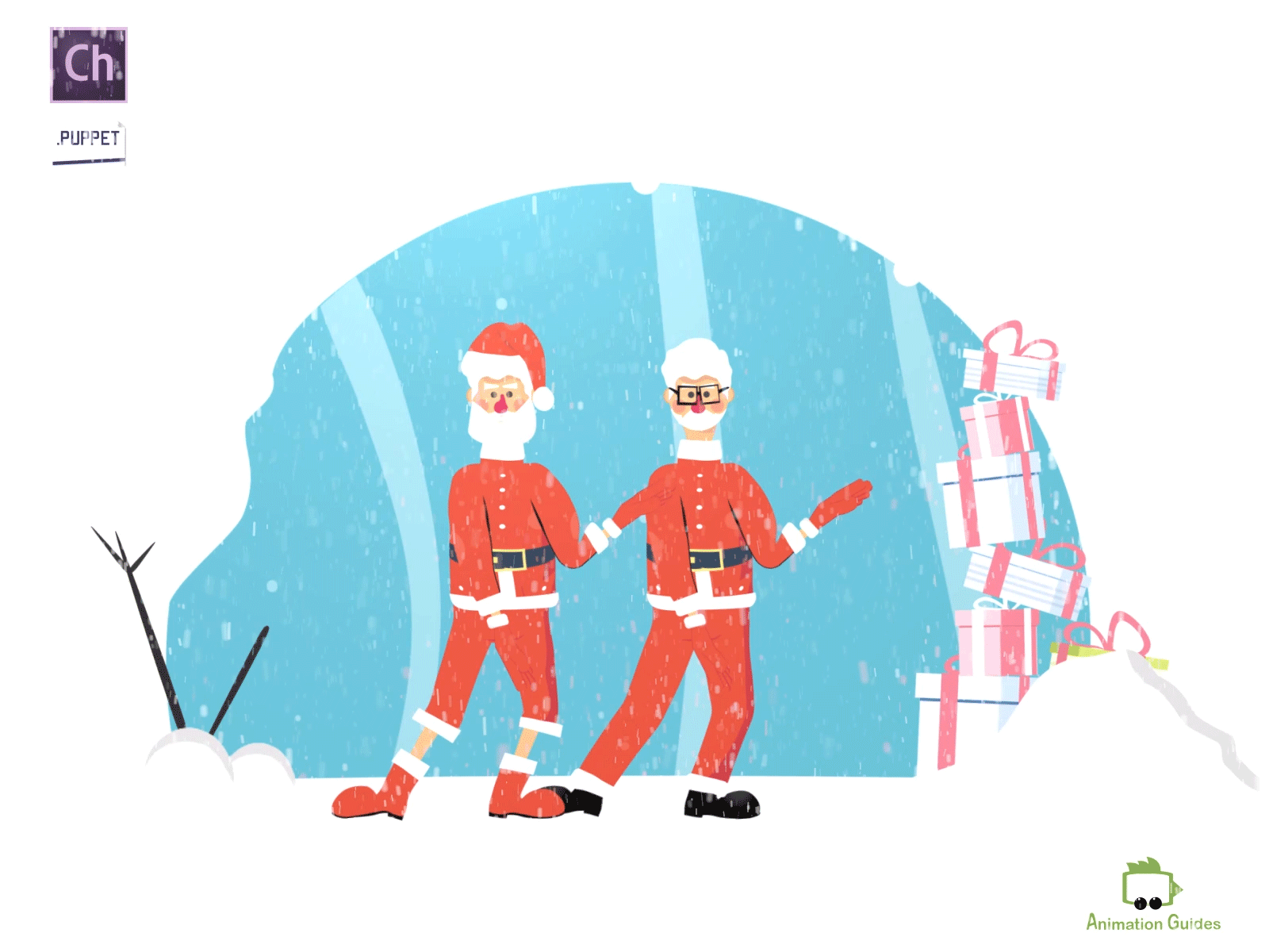 It takes two to tango adobe character animator animation character character animator character design christmas download flat holiday illustration motion capture puppet santa vector
