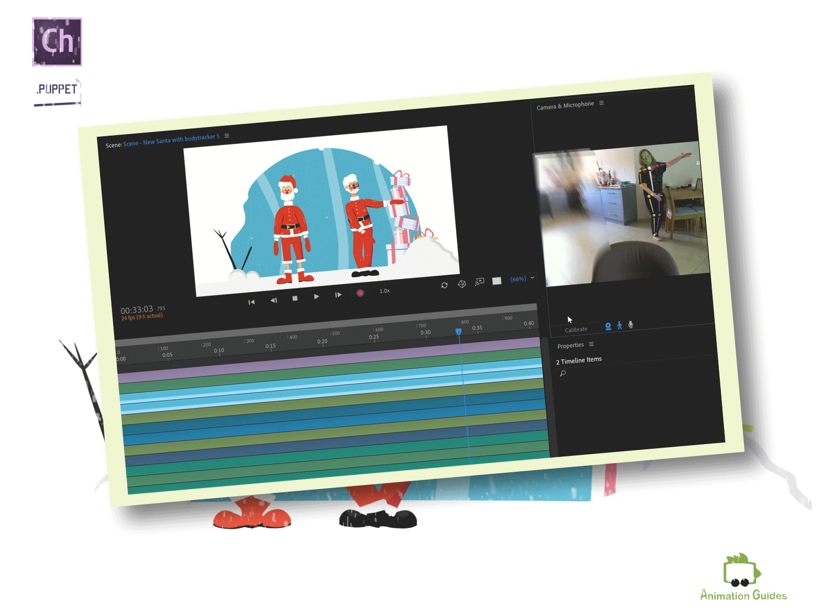 Animating Santas [Process] adobe character animator animation character character animator christmas download holiday illustration motion capture process puppet recording santa workflow