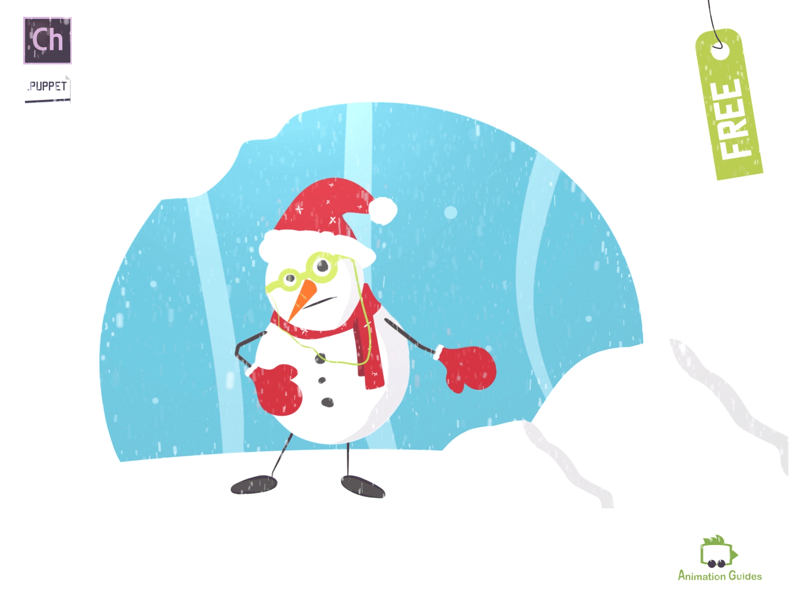 Santa Time for Mr. Snowman adobe character animator animation character animator download free freebie holidays illustration puppet santa snow snowman vector winter