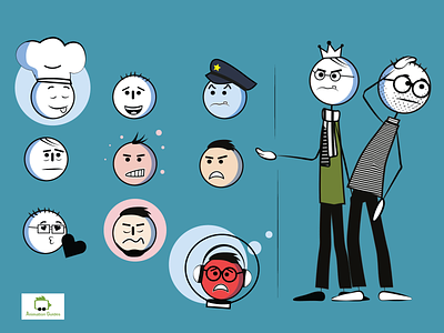 Different Faces of Bo..... adobe character animator character character animator character design download faces facial expressions flat illustration puppet stick figure vector