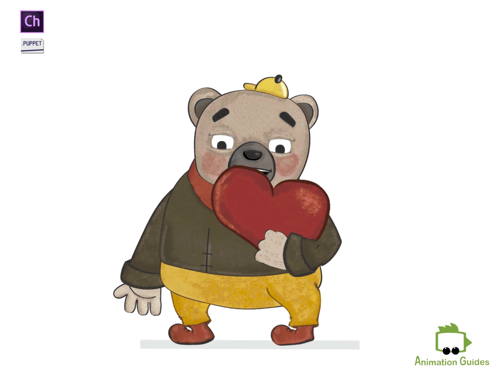 Getting Ready for Valentine's Day 😍🐻😍 adobe character animator animated animation bear cartoon character animator character design cute download heart illustration puppet romance valentine