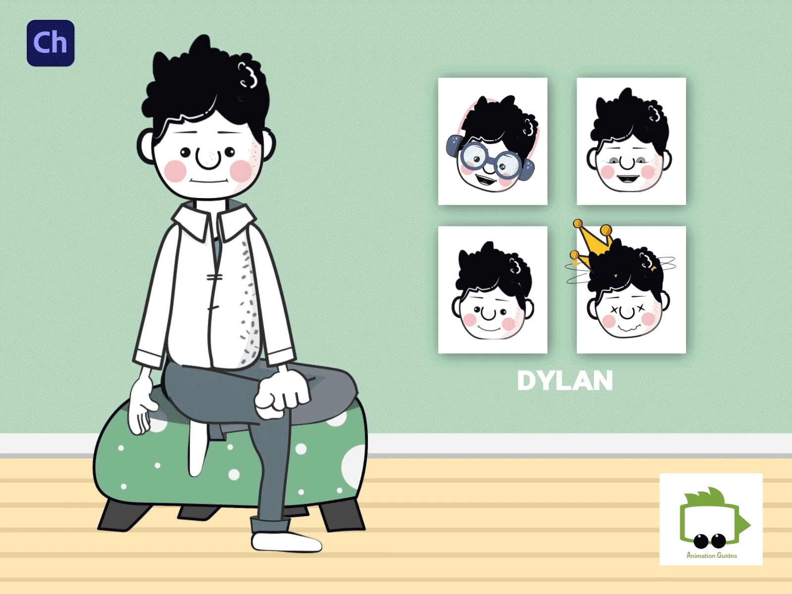 You can do so much with Dylan... adobe character animator animated animation cartoon character character animator character design download faces illustration male puppet sitting talking