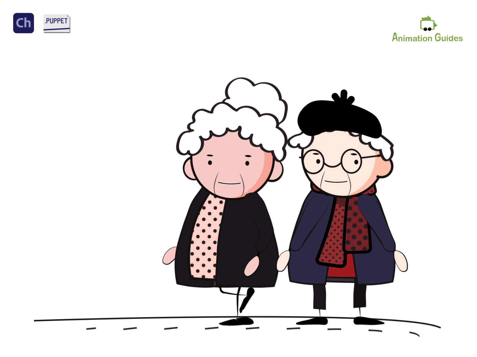 Wherever you go, there you are... adobe character animator animated animation cartoon character character animator character design download grandma illustration old woman puppet stick figure vector walk women