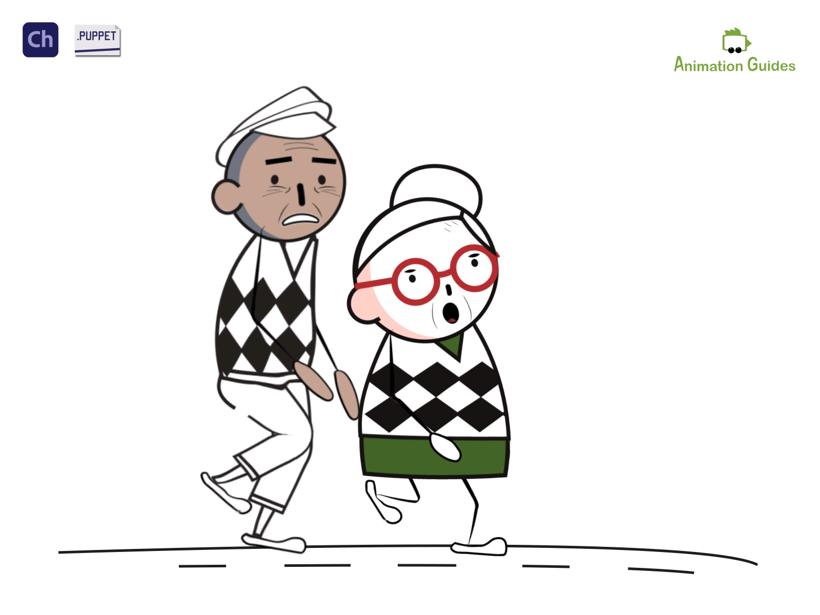 It's Grandpa and Grandma... animated animation character character animation character animator character design couple download female illustration male old puppet relationship romance stick figure stickman walk