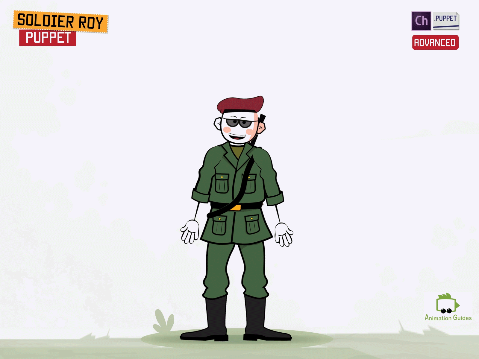 Meet Soldier Roy ... ✋ adobe character animator adobe puppet army character character animator character design download male military puppet soldier vector