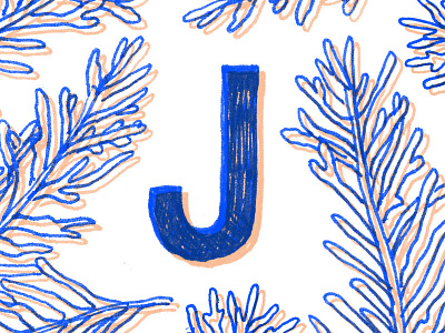 Juniper J hand drawn illustration j letter trees