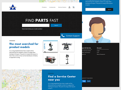 Homepage for redesign of a tool parts site clean landing page modern tools ui ux web web design website