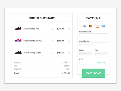 Checkout Page app cart checkout clean dailyui ecommerce order purchase shop ui ux web design