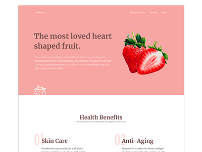 Strawberry Landing Page clean dailyui landing page product page simple strawberry typography ui ux web web design website