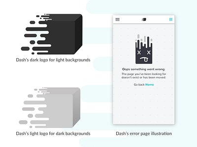 DASH logo and error illustration branding error error 404 graphic design illustration logo logo design point of sale software design ui user interface vector website design