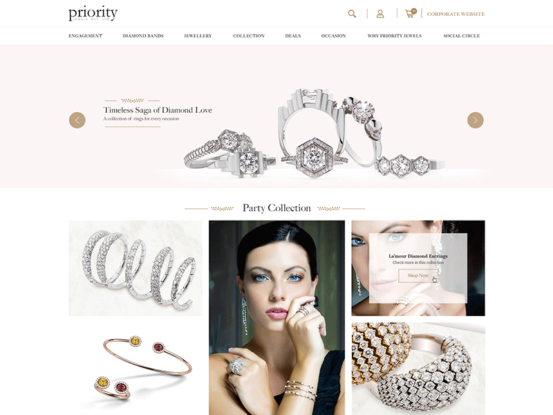 Priority Jewels diamond e commerce ecommerce ethnic jewellery gold jewellery retail user interface