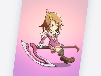 Pink Wizard Knight Girl - Lamia 2d character design illustration