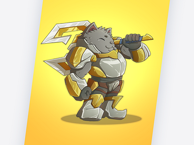 Yellow Guardian Knight Cat - Arceus 2d character design illustration