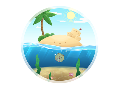 Simple Beach Island Game Background 2d background bright cartoon character cute design flat design game graphic design illustration simple