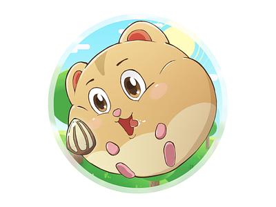 Rolling Hams Game Icon Character 2d animal app icon background bright cartoon character cute design flat design game graphic design hamster icon illustration mammals simple