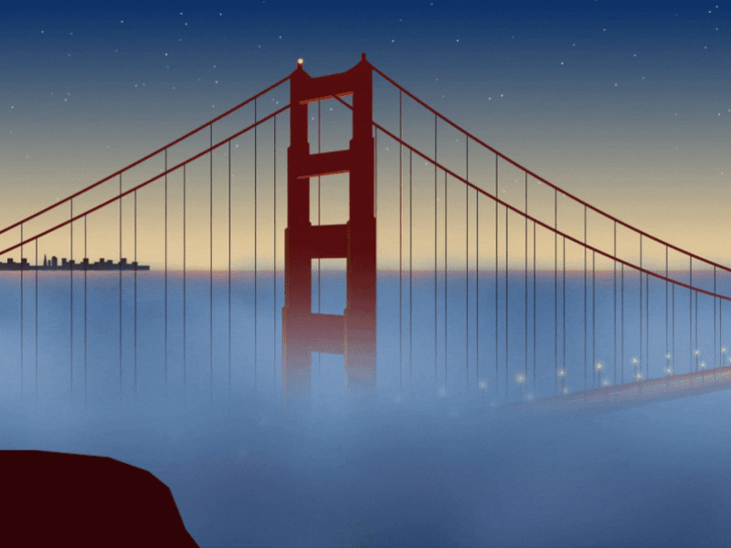 Foggy Dawn dawn dusk fog framer framer studio framerjs golden gate golden gate bridge san francisco sf