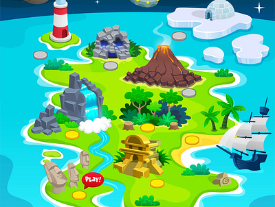 Game Map children education game game item game ui island light house map map for kid pirate map pirate ship planet temple treasure map ufo ui volcano
