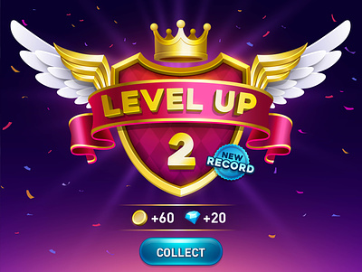 Level Up award button casino coin collect design diamond gamble gambling game game ui gold golden coin illustration level level up logo reward slot game ui