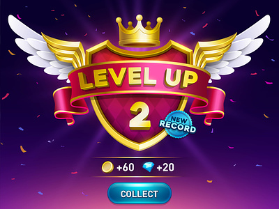 Level Up award button casino coin collect design diamond gamble gambling game game ui gold golden coin illustration level level up logo reward slot game ui