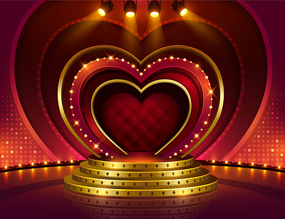 Moulin Rouge heart music stage art dance female game ui heart illustration ladies lady live love melody moulin rouge music performance red show showtime song stage vector
