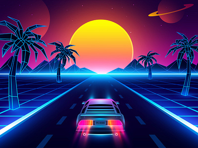 Retro futuristic road