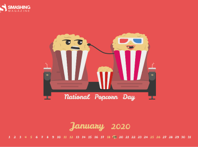 National Popcorn Day flatdesign illustraion vector wallpaper