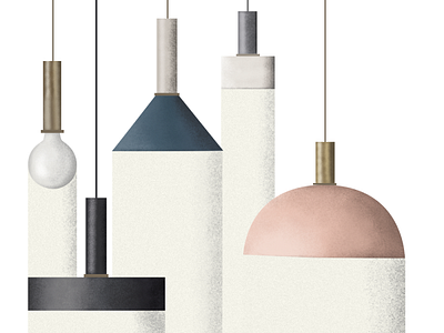 Lamps design flat illustration interior vector