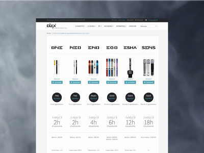 Cilex e-commerce design - Comparison page