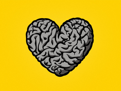 Brainheart brain heart illustration logo t shirt vintage