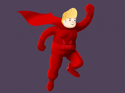 Man Super fat hero illustration red super