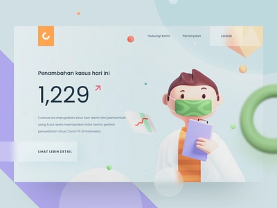 Covid-19 Daily Report Landingpage 3d 3d model blender blender 3d cards character corona design doctor illustration mask render report stats stay home virus