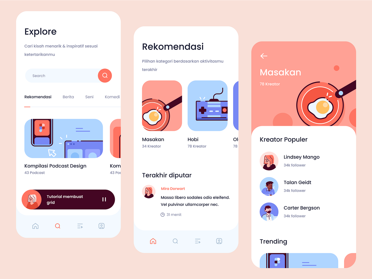 Podcast App Exploration by Ghani Pradita for Paperpillar on Dribbble