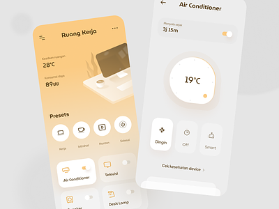 Smarthome App Exploration air conditioner app cards dashboard device home icons illustration ios mobile pie smart smarthome stats wiffi