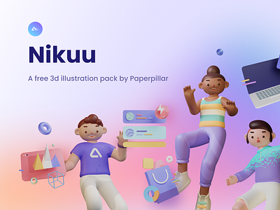 Nikuu - a Free 3d Illustration pack 3d blender community design figma free icons illustration illustrations kit pack