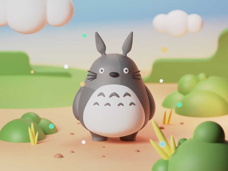 My Neighbor Totoro - 3d Illustration 3d blender character cute ghibli illustration monster totoro