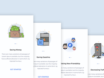 Onboarding Illustration android app car illustration intro landing material mobile taxi walktrough