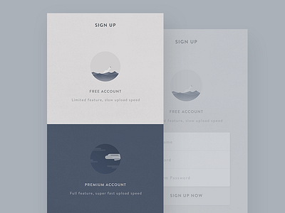 Free vs Premium Account form illustration ios login mobile register sign in sign up