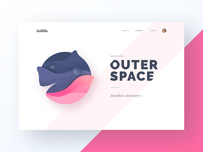 Dribbble is Outer Space alien illustration landing page planets space sticker web