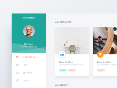 Teachable User Dashboard course dashboard help icons illustration management profile school