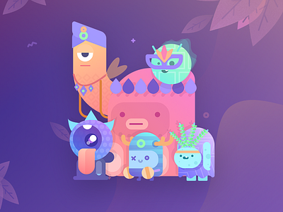 Paperpillar's Squad characters cute gradient illustration illustrations monster sticker