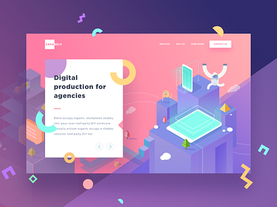 Savagely Landing Page Exploration animal colorful gradient icons illustrations isometric landing page modern monster web