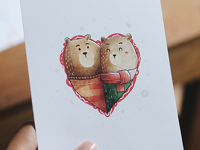 Bear Love Greeting Card animal bear card cute dear greeting illustration love painting winter