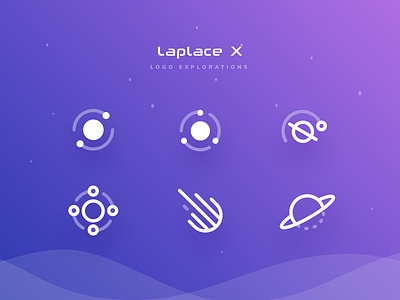 Logo Explorations cryptocurrency galaxy gradient line logo moon outerspace planet simple space