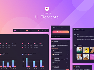 Moicon UI elements 3d chart color guide dashboard gradient graph stats styleguide ui kit