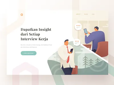 Interview Insight Landing Page consultant consultation feedback illustration interview pastel people phone rating typography